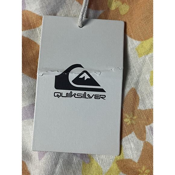 Quiksilver Kara Floral Cut Out Dress Womens Small Off White Puff Sleeve Linen - Picture 7 of 15